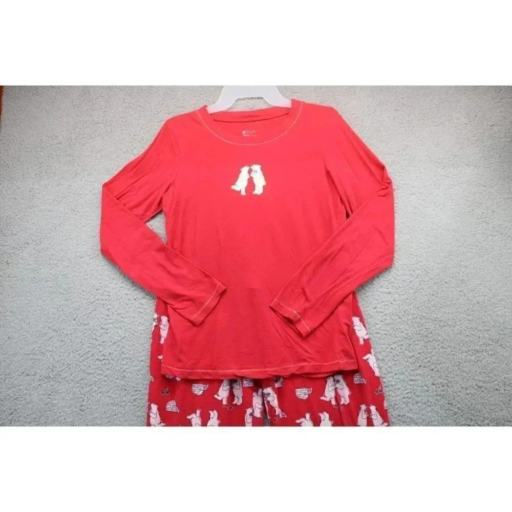 Women's Hue Pajama Set-Size Small-100% Cotton-Red w/Polar Bears‎